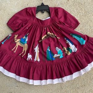 Eleanor Rose Nativity Dress, Laurel, Red, 18mo